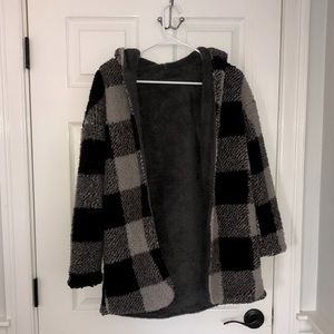 Teddy coat/cardigan flannel print